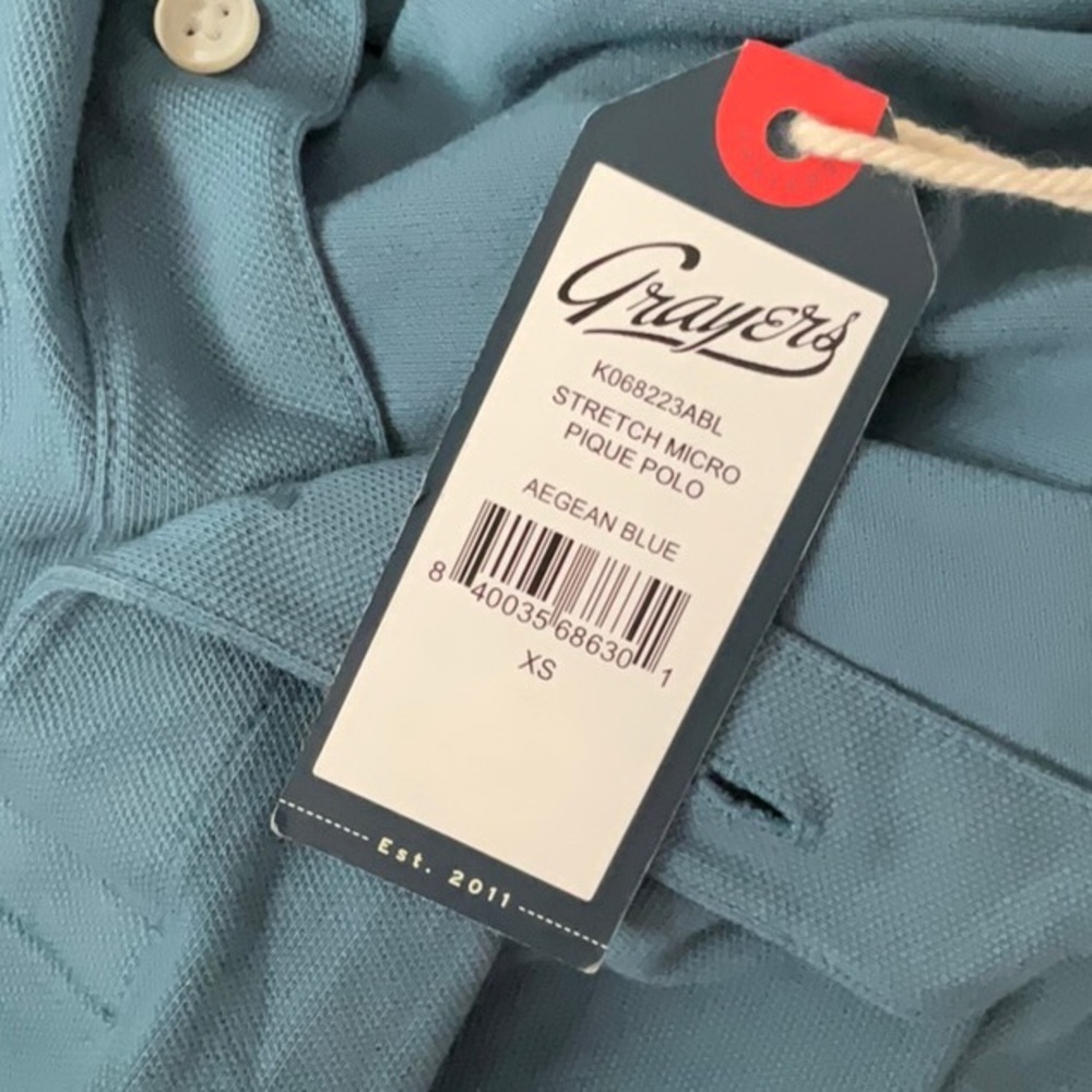 Grayers Aegean Blue Stretch Micro Pique Polo Shirt Size XSmall - Picture 7 of 7